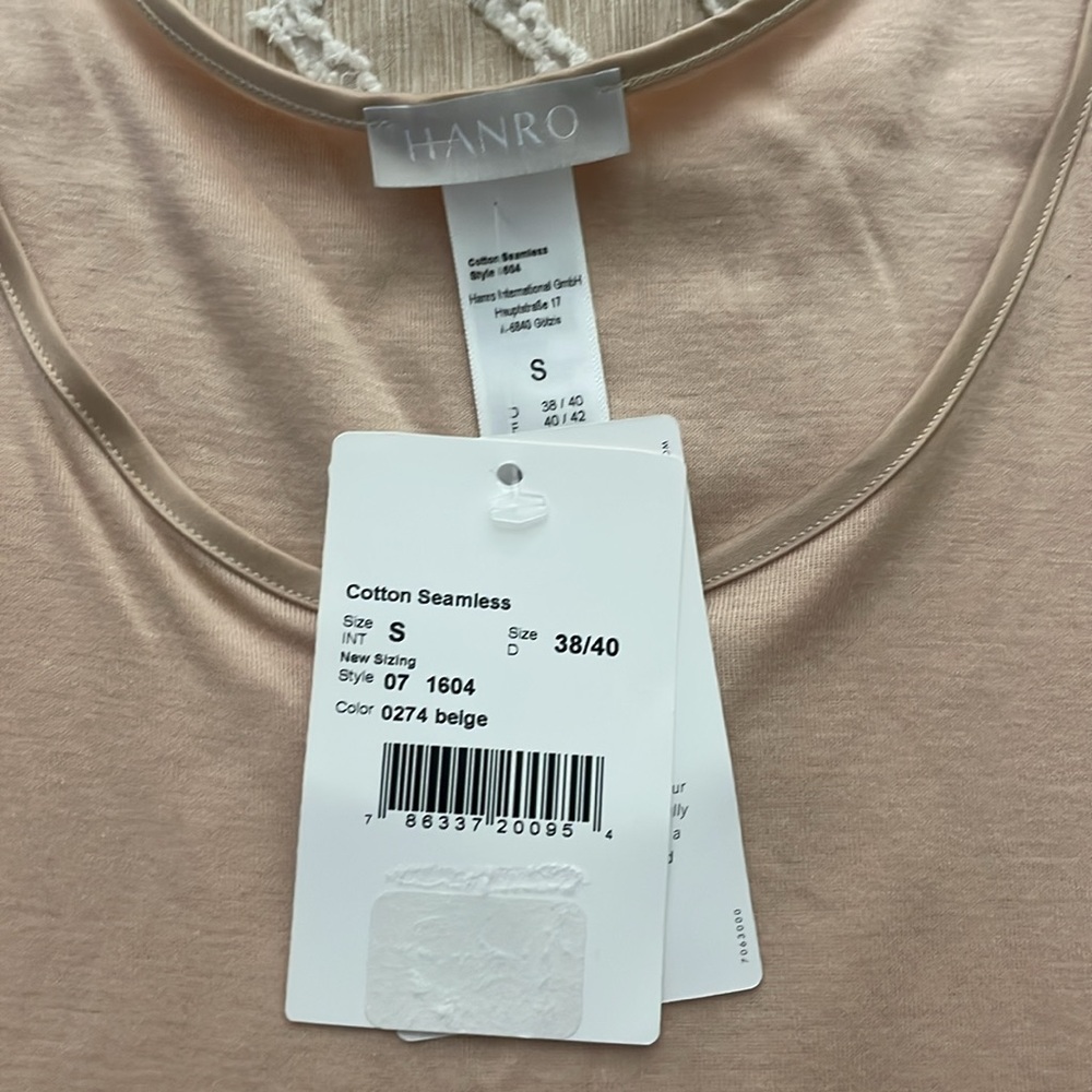 Hanro cotton seamless Tank Beige Size Small - Picture 2 of 4